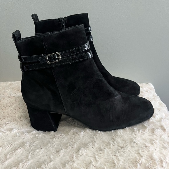 Paul Green Sydney black suede belted‎ detail bootie NEW US 10 - Picture 2 of 7